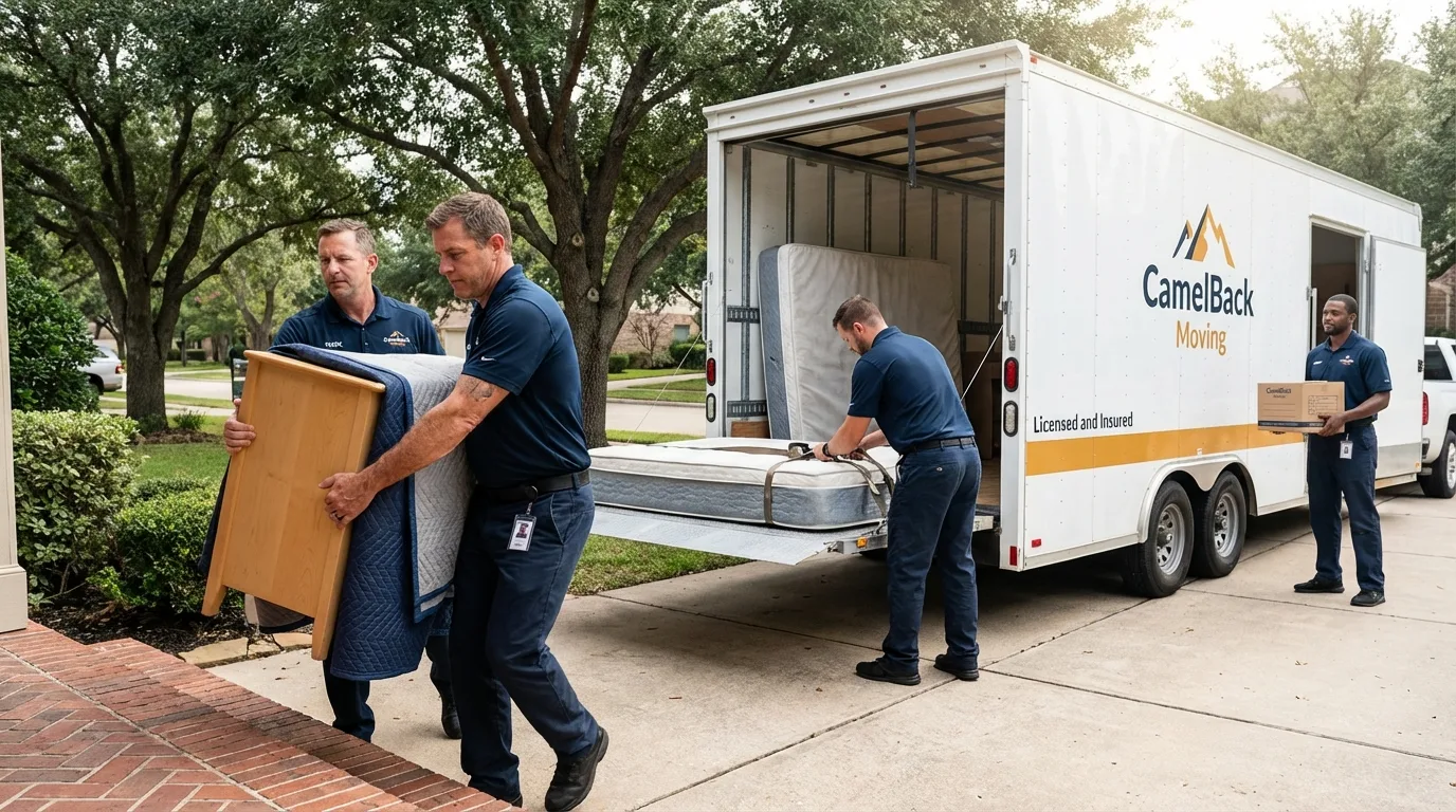 Crew loading residential truck for cross-state move from Porterdale, GA