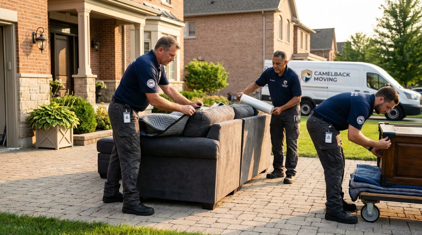 Large estate moving crew wrapping furniture in Porterdale, GA