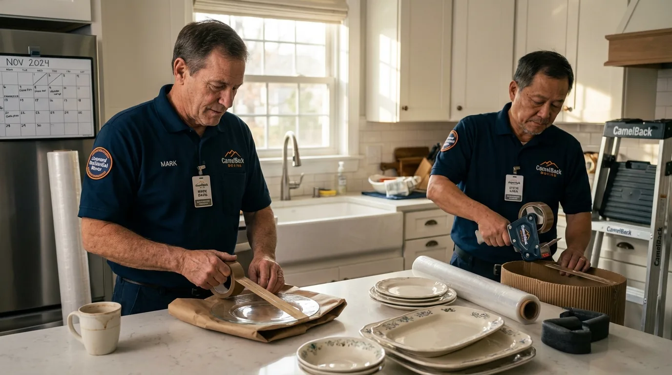 Professional crew packing kitchen dishware in Porterdale, GA